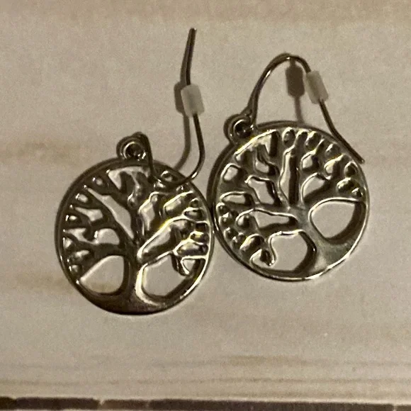Silver Tree Earrings - Picture 2 of 2